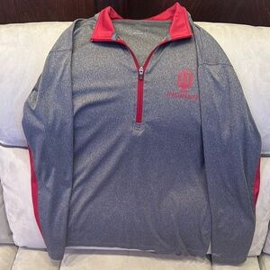 Indiana University Gray and Red Quarter-Zip Pullover